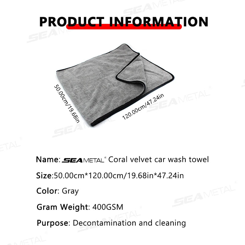 🔥 25% OFF🚗SEAMETAL Car Cleaning Towel Upgraded Microfiber Ultra-Soft Auto Wash Towels Super Absorbent Scratch-Free Drying Cloth